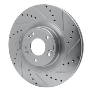 Genesis G80 Brake Rotor (1) - Front Right - R1 Concepts - Drilled & Slotted - Silver - `11-`17